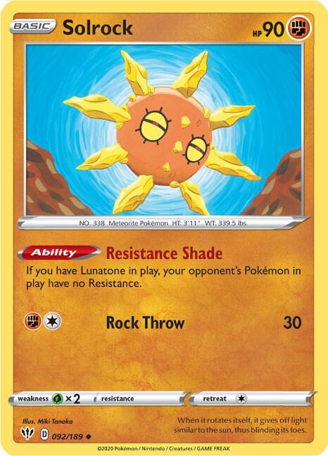 Solrock 092/189 (SWSH03: Darkness Ablaze)  | Good Games Adelaide SA