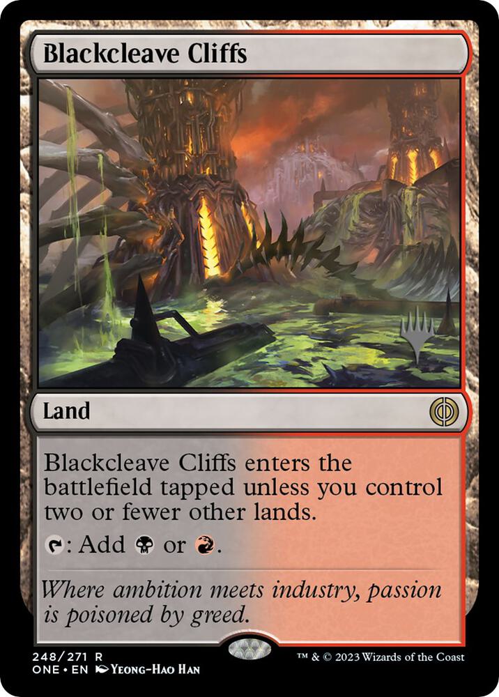 Blackcleave Cliffs 248 (Promo Pack: Phyrexia: All Will Be One)  | Good Games Adelaide SA