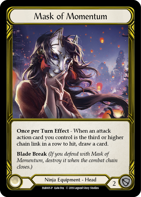 Mask of Momentum [FAB005-P] (Promo)  1st Edition Cold Foil - Golden | Good Games Adelaide SA