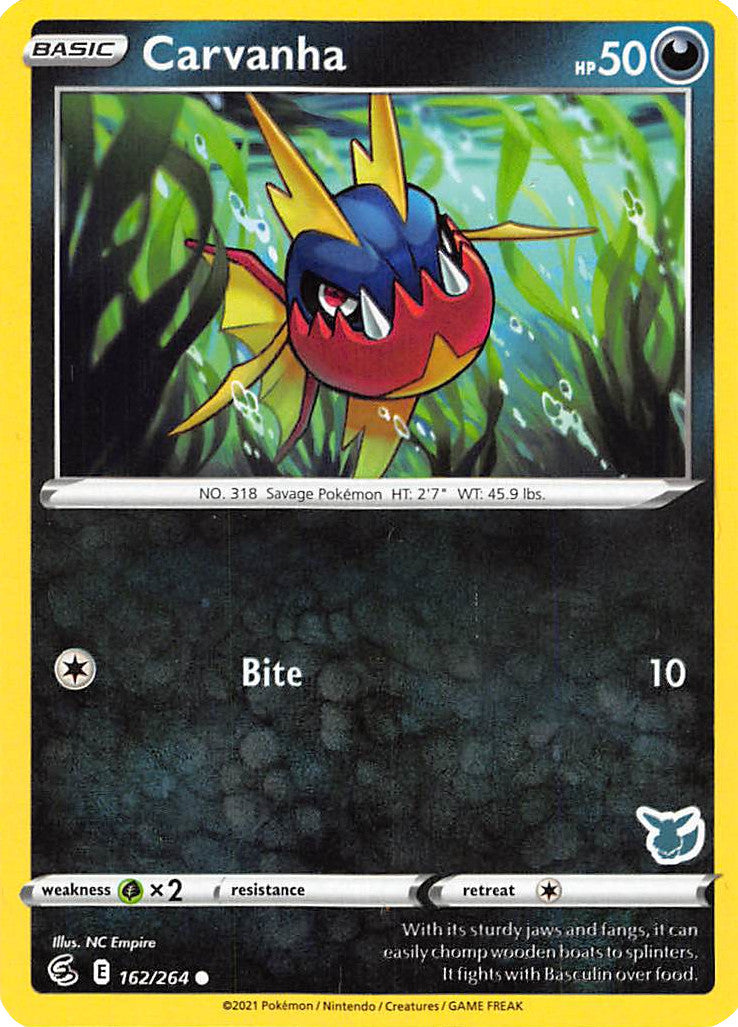 Carvanha (162/264) (Eevee Deck) [Battle Academy 2022] | Good Games Adelaide SA