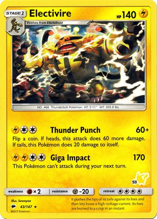 Electivire (43/147) (Pikachu Stamp #53) [Battle Academy 2020] | Good Games Adelaide SA
