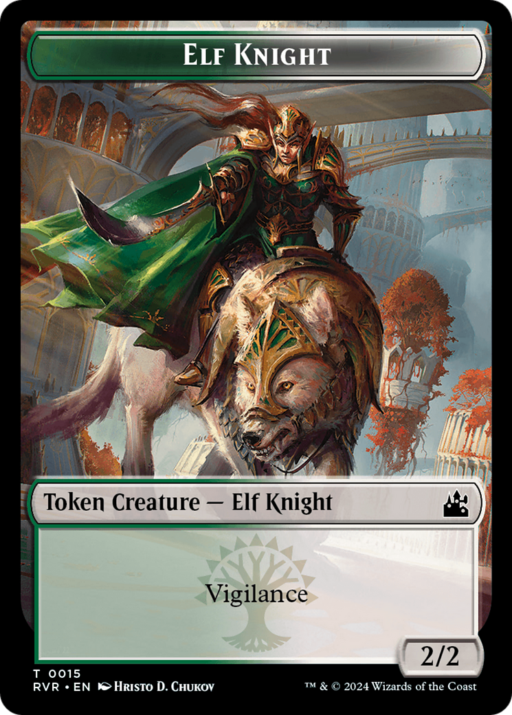 Elf Knight // Rhino Double-Sided Token [Ravnica Remastered Tokens] | Good Games Adelaide SA