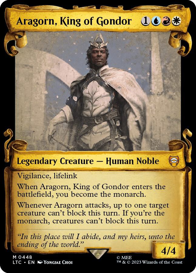Aragorn, King of Gondor 448 (Commander: The Lord of the Rings: Tales of Middle-earth)  - Showcase Scroll | Good Games Adelaide SA
