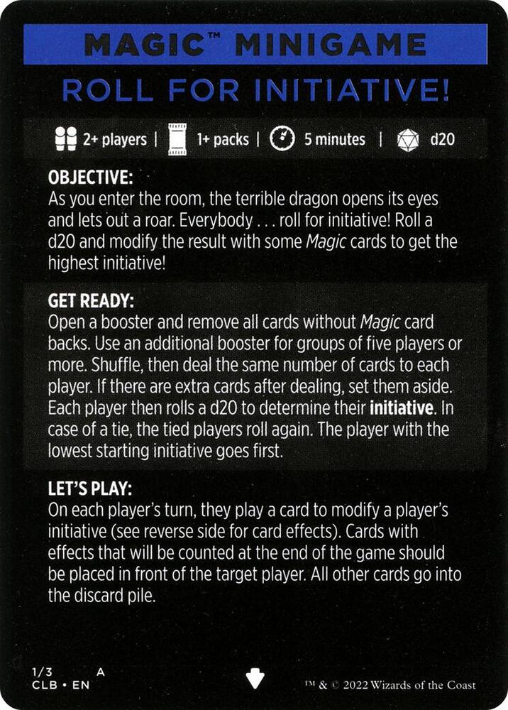 Magic Minigame Roll for Initiative 1 (Commander Legends: Battle for Baldur's Gate)  | Good Games Adelaide SA