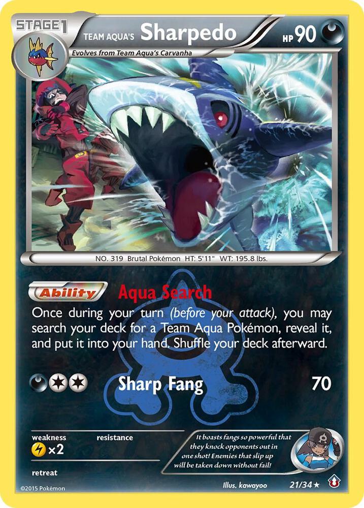 Team Aqua's Sharpedo 21/34 (Double Crisis)  - Reverse Holofoil | Good Games Adelaide SA
