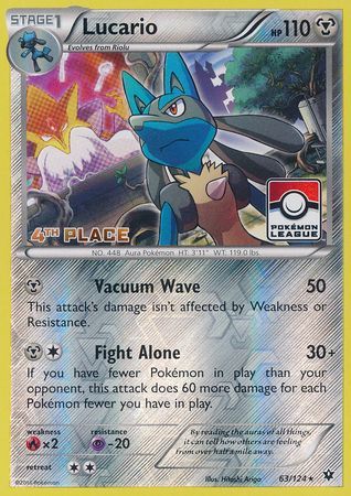 Lucario (63/124) (League Promo 4th Place) [XY: Fates Collide] | Good Games Adelaide SA