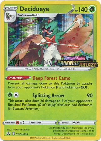 Decidueye (SWSH035) (Staff Prerelease Promo) [Sword & Shield: Black Star Promos] | Good Games Adelaide SA