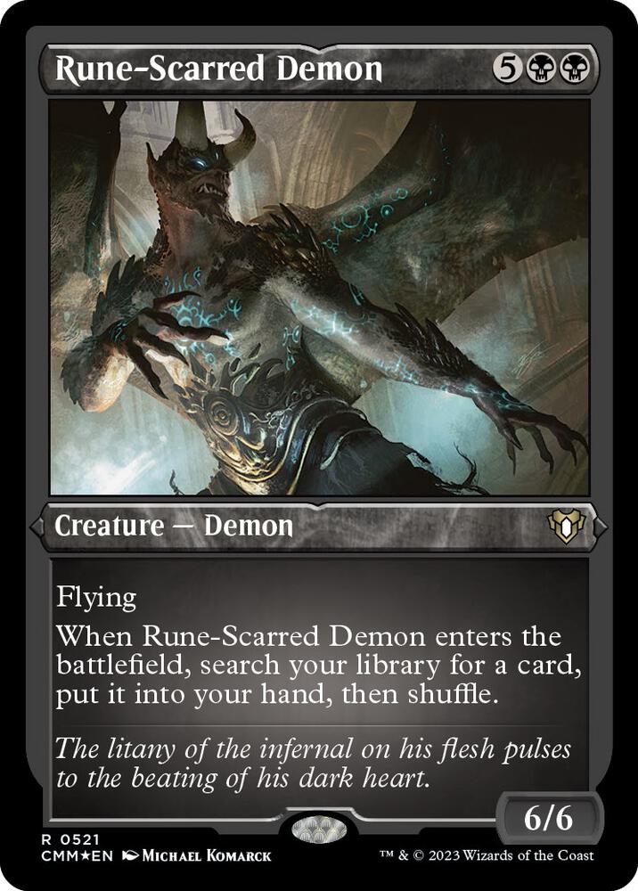 Rune-Scarred Demon 521 (Commander Masters)  - Etched Foil | Good Games Adelaide SA