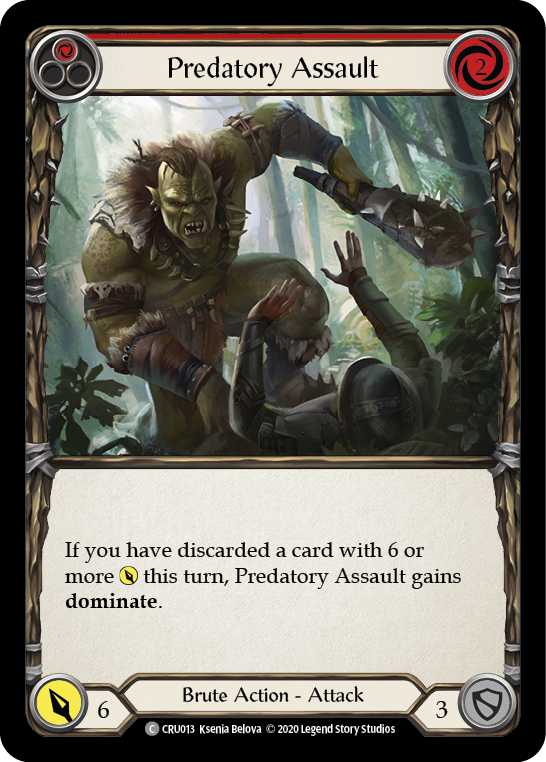 Predatory Assault (Red) [CRU013] 1st Edition Rainbow Foil | Good Games Adelaide SA