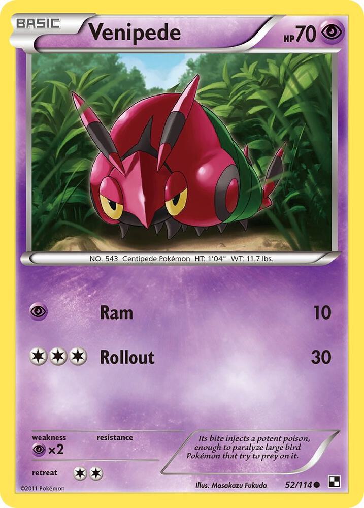 Venipede 52/114 (Black and White)  - Reverse Holofoil | Good Games Adelaide SA