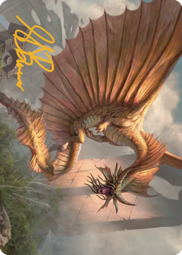 Ancient Gold Dragon Art Card (28) (Gold-Stamped Signature) [Commander Legends: Battle for Baldur's Gate Art Series] | Good Games Adelaide SA