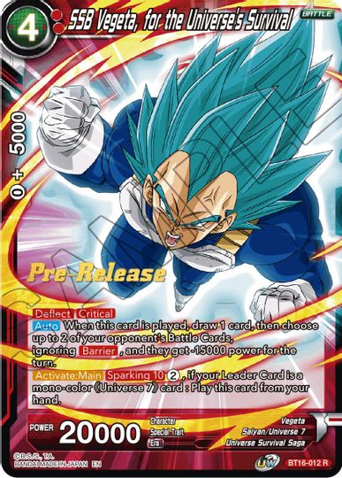 SSB Vegeta, for the Universe's Survival (BT16-012) [Realm of the Gods Prerelease Promos] | Good Games Adelaide SA
