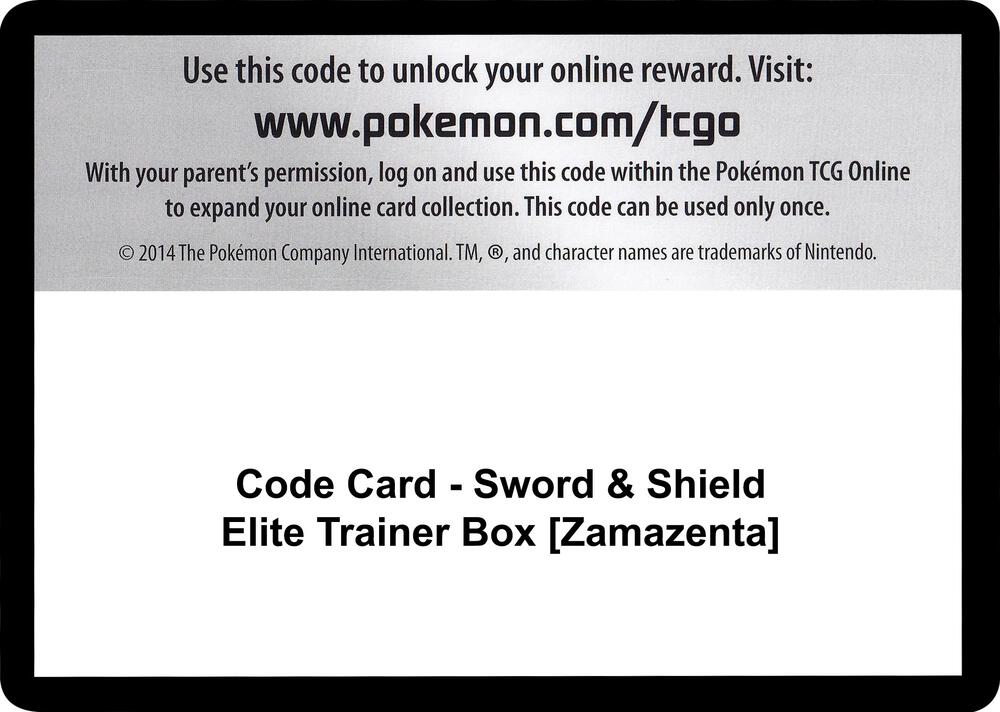 Code Card Sword and Shield Elite Trainer Box Zamazenta  (SWSH01: Sword & Shield Base Set)  | Good Games Adelaide SA