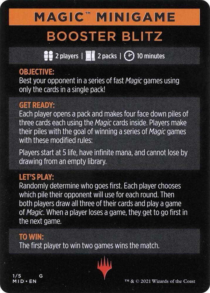 Magic Minigame Booster Blitz 1 (Innistrad: Midnight Hunt)  | Good Games Adelaide SA