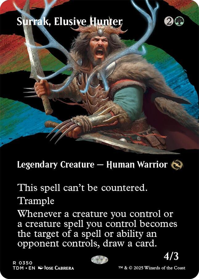 Surrak Elusive Hunter Borderless 350 (Tarkir: Dragonstorm)  - Borderless Foil | Good Games Adelaide SA