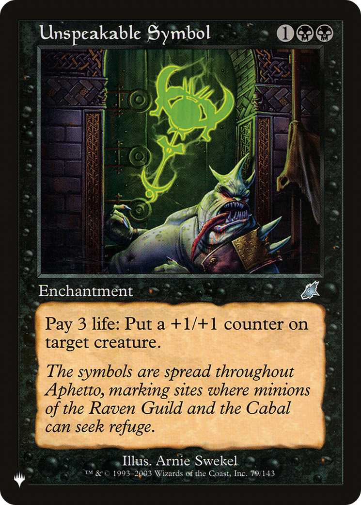 Unspeakable Symbol [The List Reprints] | Good Games Adelaide SA