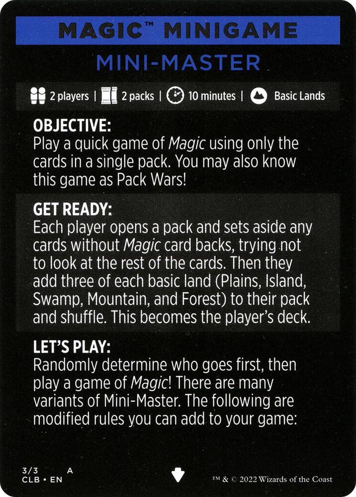 Magic Minigame Mini Master 3 (Commander Legends: Battle for Baldur's Gate)  | Good Games Adelaide SA
