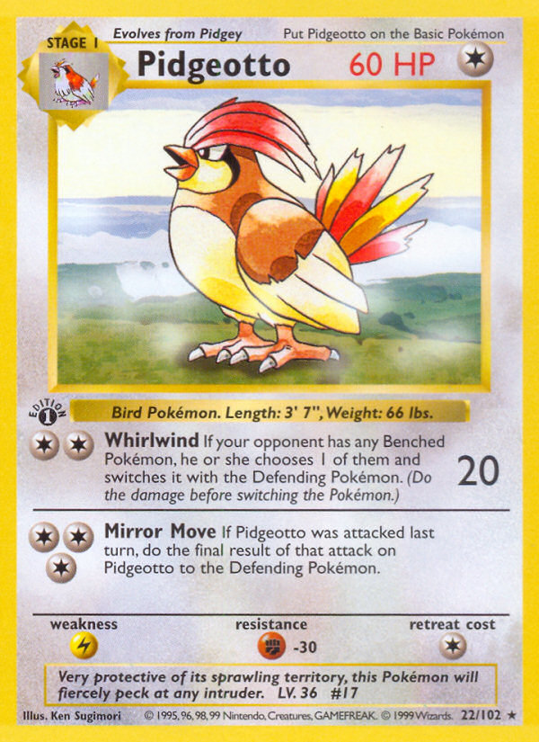Pidgeotto (22/102) (Shadowless) [Base Set 1st Edition] | Good Games Adelaide SA