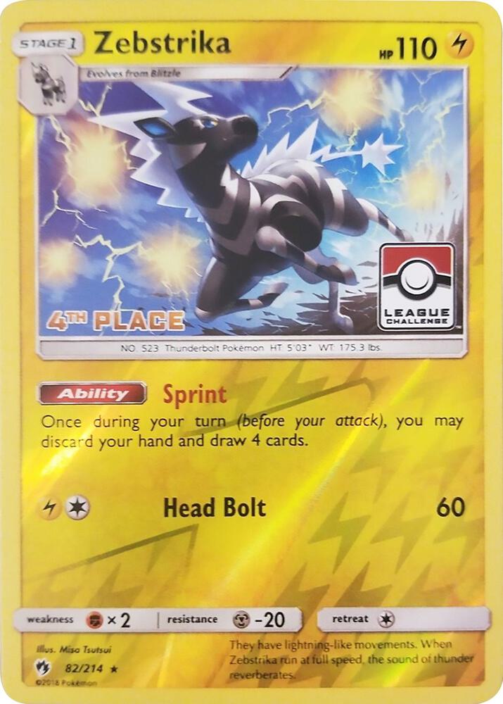 Zebstrika 82 214 League Challenge 4th Place 082/214 (League & Championship Cards)  - Reverse Holofoil | Good Games Adelaide SA