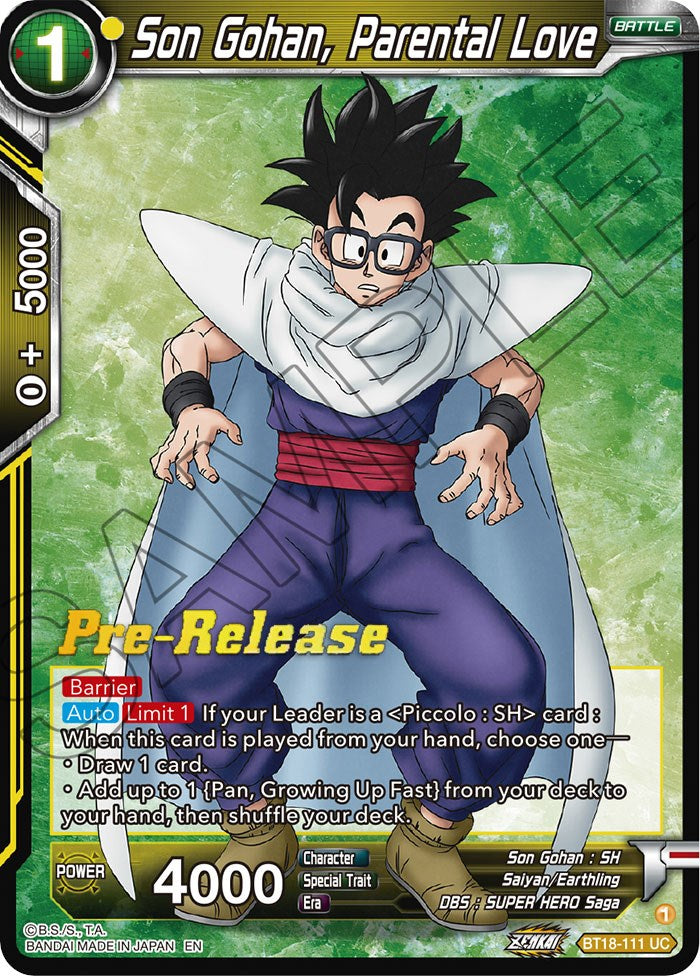 Son Gohan, Parental Love (BT18-111) [Dawn of the Z-Legends Prerelease Promos] | Good Games Adelaide SA
