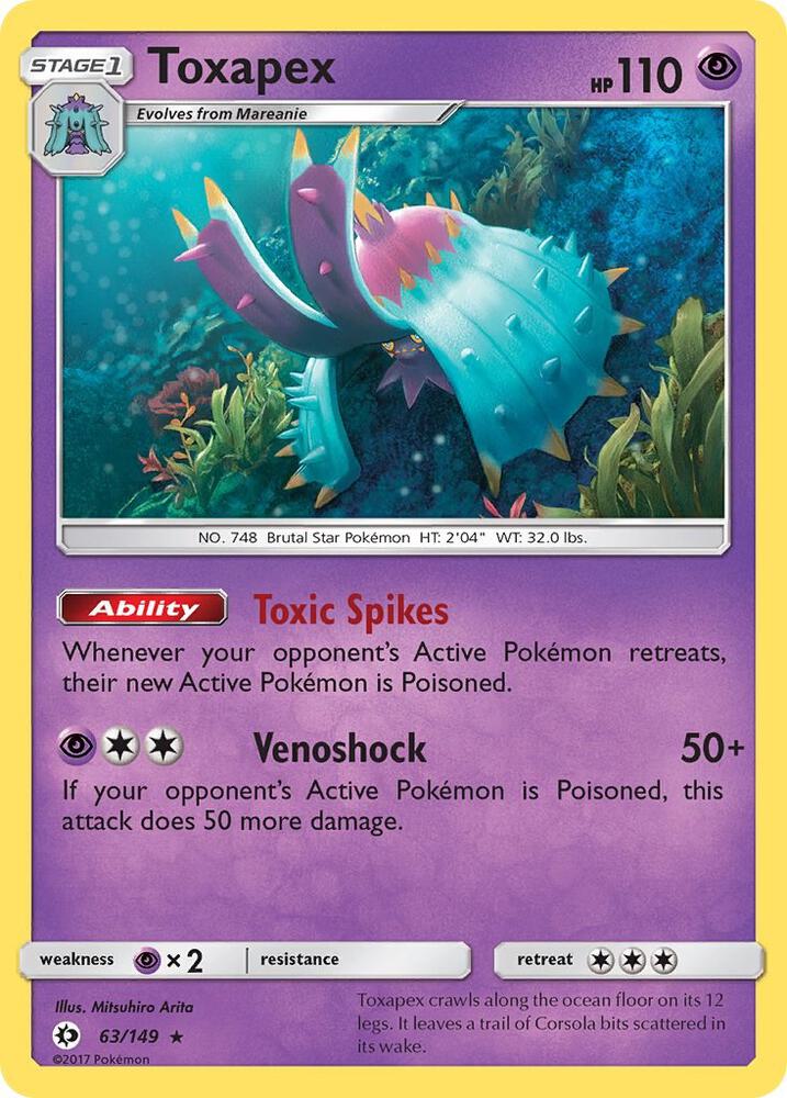 Toxapex 63/149 (SM Base Set)  - Holofoil | Good Games Adelaide SA
