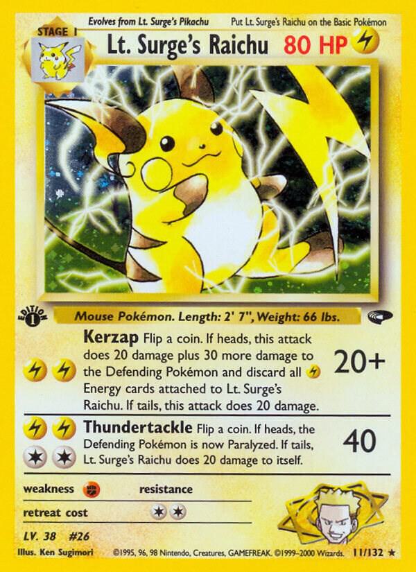Lt. Surge's Raichu 011/132 (Gym Challenge)  - 1st Edition Holofoil | Good Games Adelaide SA