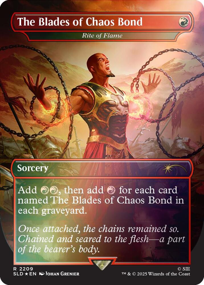 The Blades of Chaos Bond Rite of Flame Rainbow Foil 2209 (Secret Lair Drop Series)  - Foil | Good Games Adelaide SA