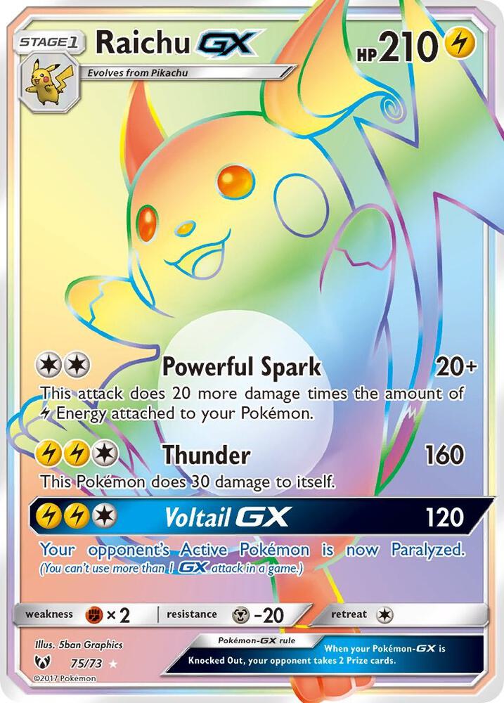 Raichu GX Secret 75/73 (Shining Legends)  - Holofoil | Good Games Adelaide SA