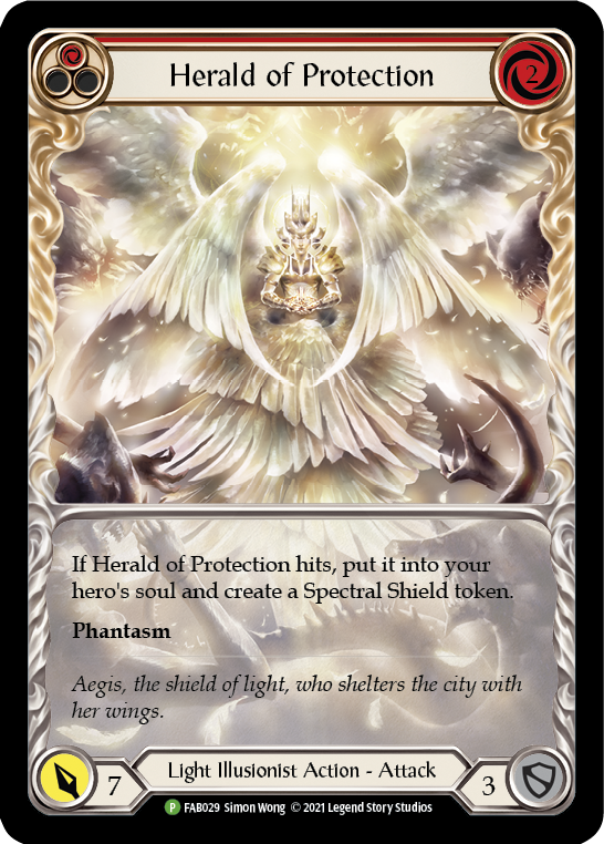 Herald of Protection (Red Extended Art) [FAB029] (Promo)  Rainbow Foil | Good Games Adelaide SA