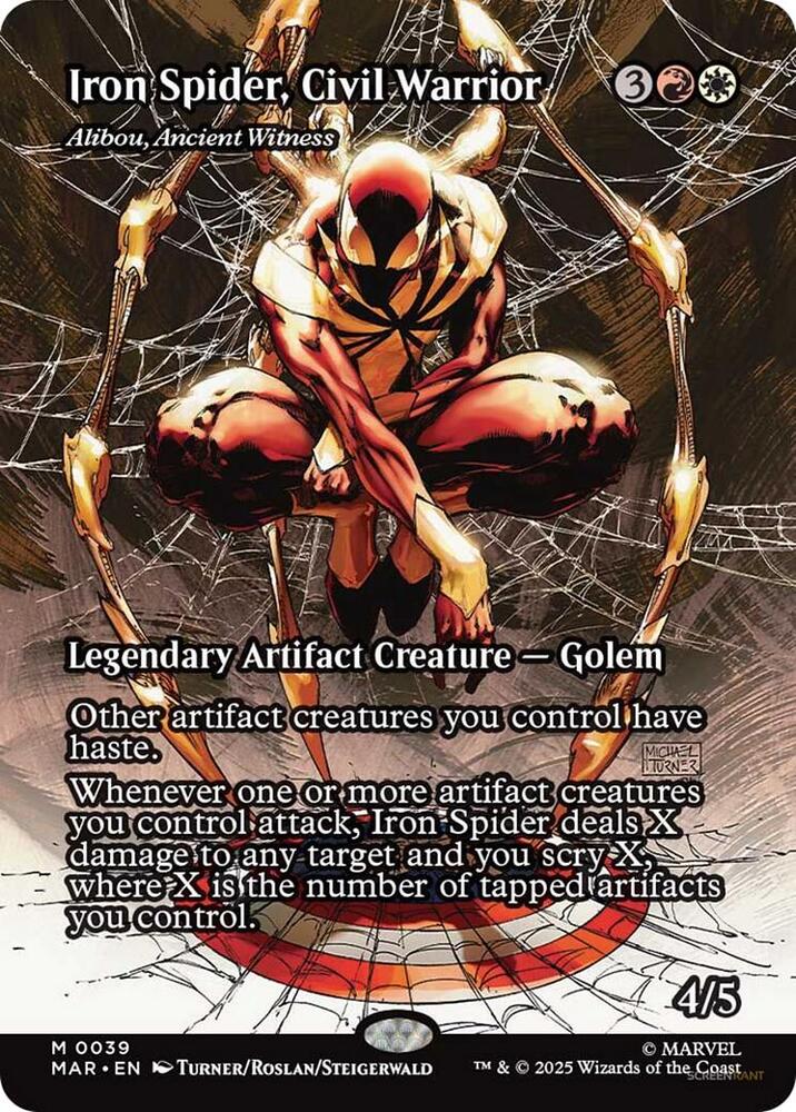 Iron Spider Civil Warrior Alibou Ancient Witness Borderless 39 (Marvel Universe Eternal-Legal)  - Foil | Good Games Adelaide SA