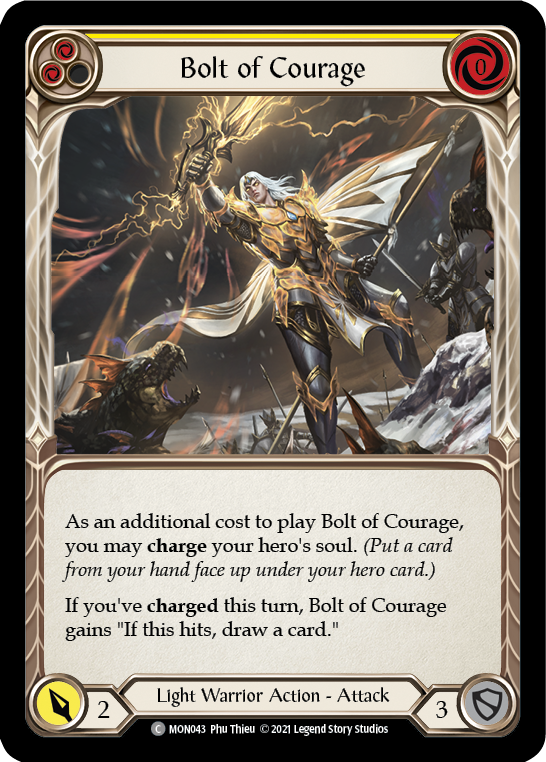 Bolt of Courage (Yellow) [MON043-RF] 1st Edition Rainbow Foil | Good Games Adelaide SA