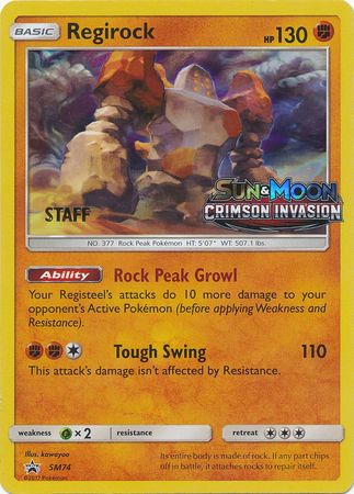 Regirock (SM74) (Staff Prerelease Promo) [Sun & Moon: Black Star Promos] | Good Games Adelaide SA