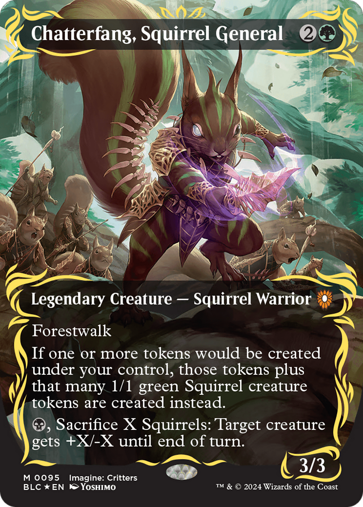 Chatterfang, Squirrel General (Borderless) (Raised Foil) [Bloomburrow Commander] | Good Games Adelaide SA