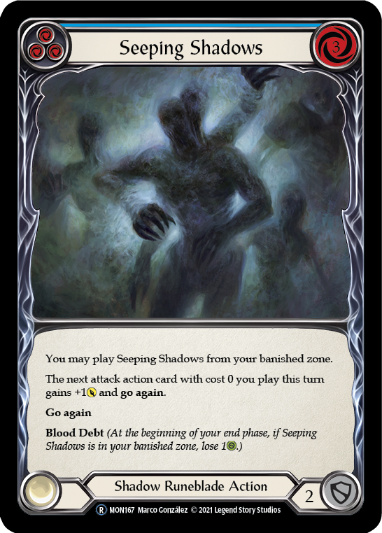 Seeping Shadows (Blue) [U-MON167-RF] Unlimited Rainbow Foil | Good Games Adelaide SA