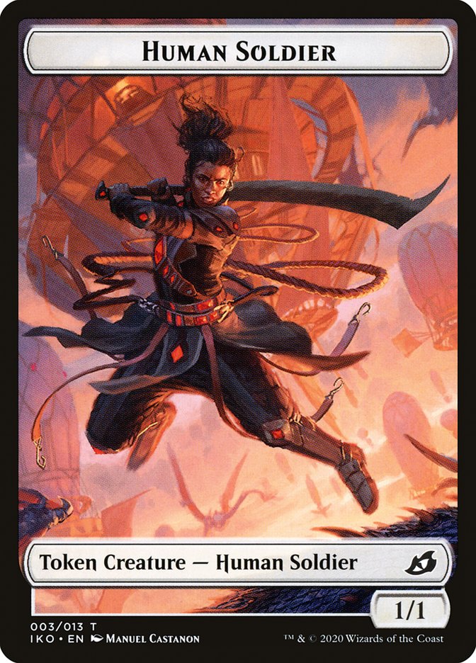 Dinosaur // Human Soldier (003) Double-sided Token [Ikoria: Lair of Behemoths Tokens] | Good Games Adelaide SA