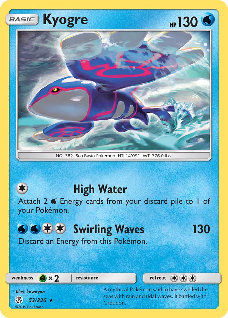 Kyogre (53/236) (Cracked Ice Holo) (Theme Deck Exclusive) [Sun & Moon: Cosmic Eclipse] | Good Games Adelaide SA
