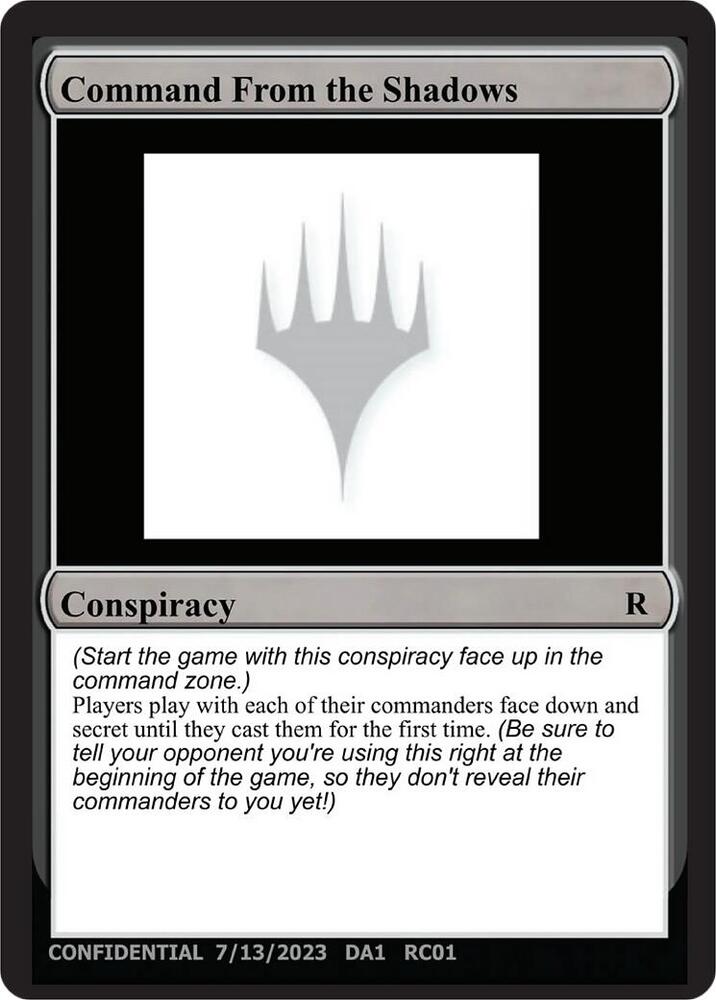 Command From the Shadows  (Un-Known Event Playtest Cards)  | Good Games Adelaide SA