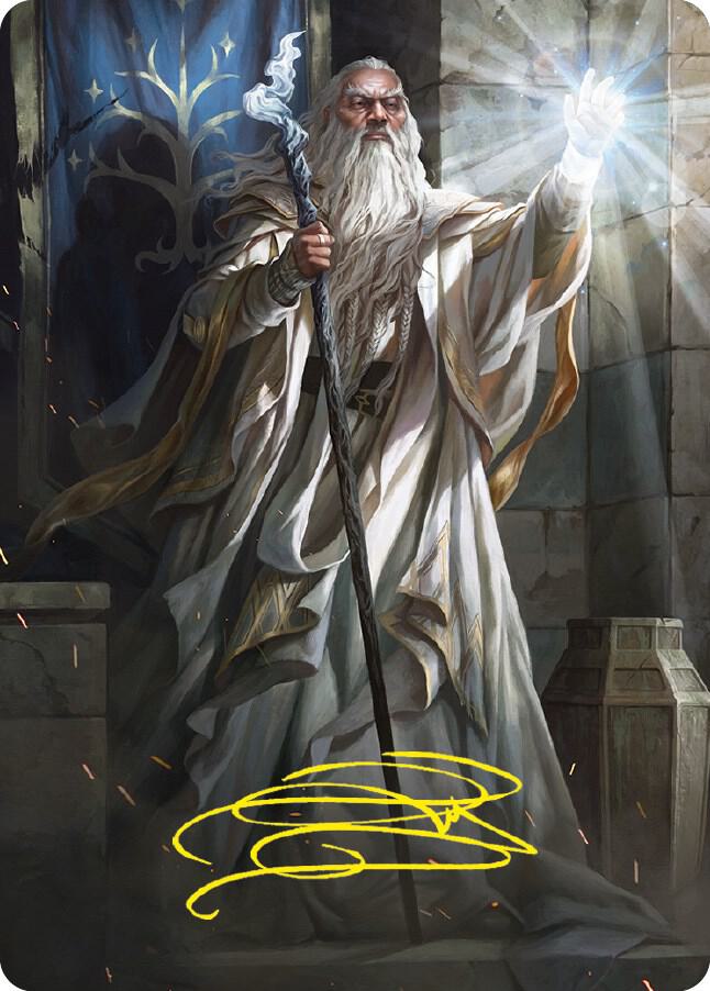 Gandalf the White Art Card Gold Stamped Signature 3 (Art Series: Universes Beyond: The Lord of the Rings: Tales of Middle-earth)  | Good Games Adelaide SA