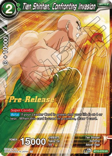 Tien Shinhan, Confronting Invasion (BT15-078) [Saiyan Showdown Prerelease Promos] | Good Games Adelaide SA