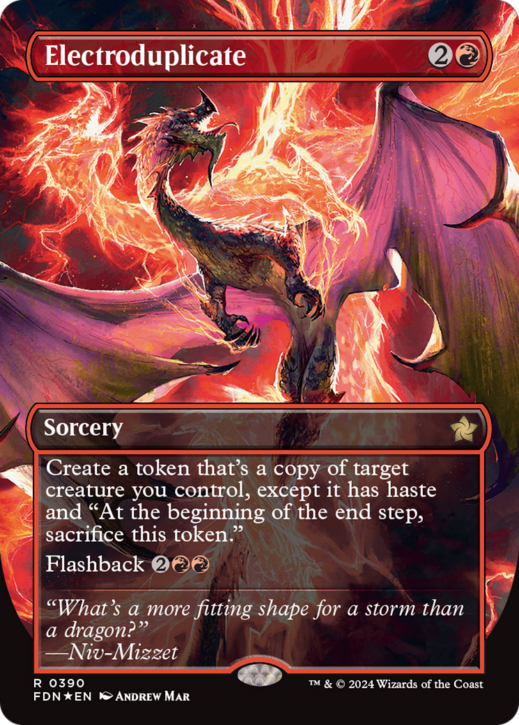 Electroduplicate (Borderless) (Mana Foil) [Foundations] | Good Games Adelaide SA