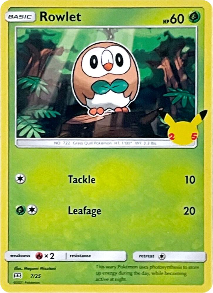 Rowlet 007/025 (McDonald's 25th Anniversary Promos)  - Holofoil | Good Games Adelaide SA