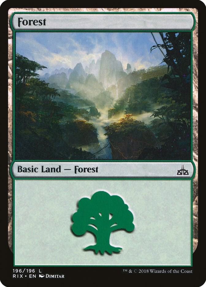 Forest 196 (Rivals of Ixalan)  - Foil | Good Games Adelaide SA