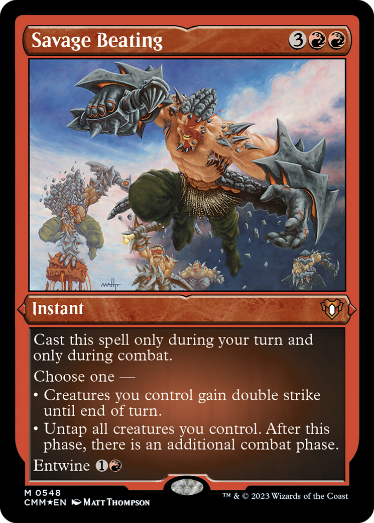 Savage Beating (Foil Etched) [Commander Masters] | Good Games Adelaide SA