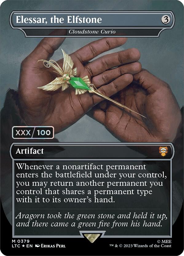 Elessar the Elfstone Cloudstone Curio Serialied 379 (Commander: The Lord of the Rings: Tales of Middle-earth)  - Double Rainbow Foil | Good Games Adelaide SA