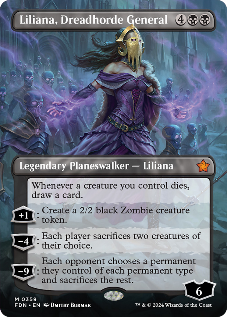 Liliana, Dreadhorde General (Borderless) [Foundations] | Good Games Adelaide SA