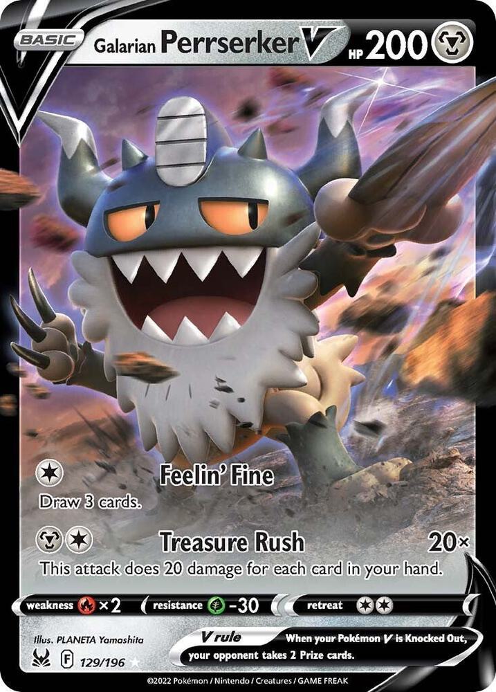 Galarian Perrserker V 129/196 (SWSH11: Lost Origin)  - Holofoil | Good Games Adelaide SA