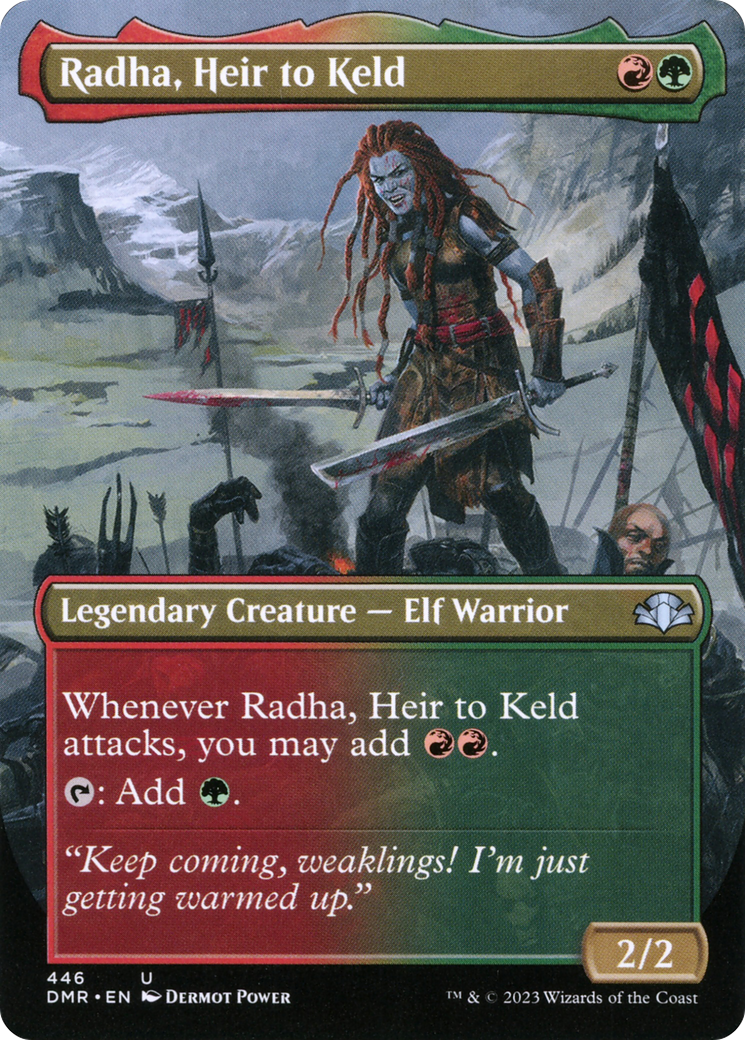 Radha, Heir to Keld (Borderless Alternate Art) [Dominaria Remastered] | Good Games Adelaide SA