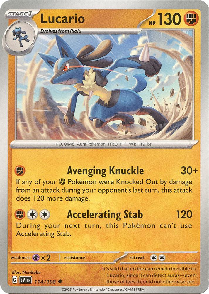 Lucario 114/198 (SV01: Scarlet & Violet Base Set)  | Good Games Adelaide SA