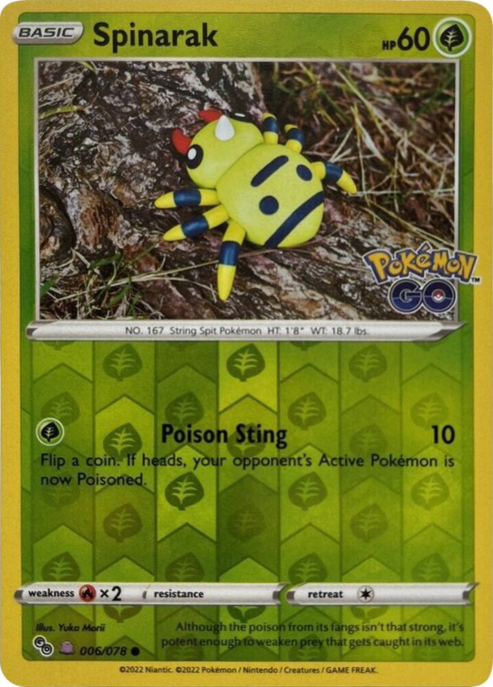 Spinarak Peelable Ditto 006/078 (Pokemon GO)  - Reverse Holofoil | Good Games Adelaide SA