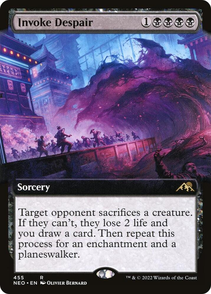 Invoke Despair 455 (Kamigawa: Neon Dynasty)  - Extended Art | Good Games Adelaide SA